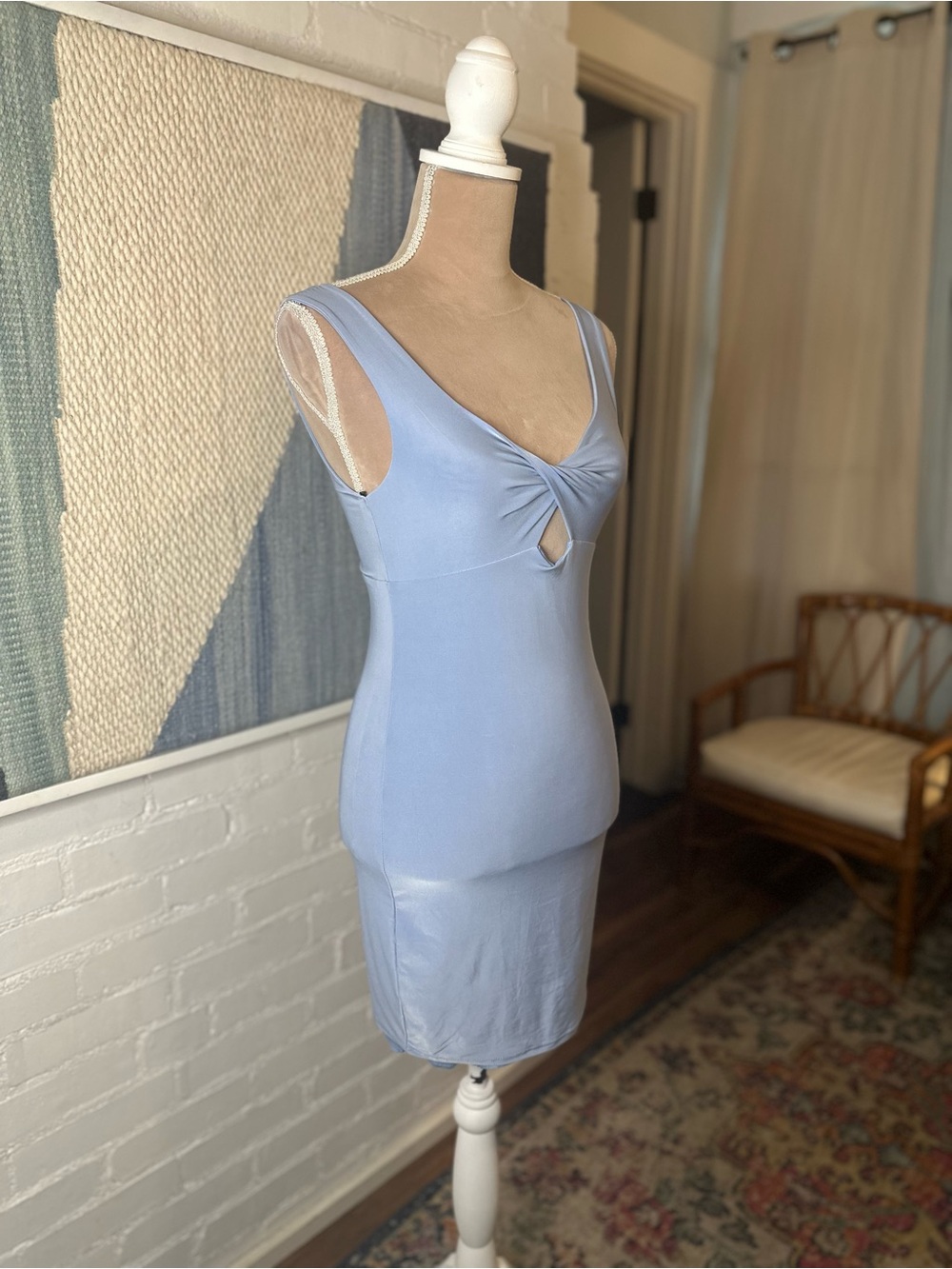 21 Saints Blue Criss Cross Bodycon Tank Dress - Picture 6 of 9